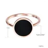 Anéis de cluster Flymango anel de casamento vintage para mulheres minimalista rosa cor de ouro redondo pedra acrílica 316l aço inoxidável jewlery fr17041