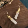 Stud Earrings Statement Imitation Jade Bamboo For Women Chinese Style Evening Party Temperament Drop