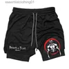 Heren shorts 2-in-1 stretch compression shorts voor mannen anime snel droge atletische sportschool shorts fitness workout running l231212