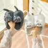 Slippers Winter Pluche Slippers Cartoon Leuke Kat Tijger Paar Slippers voor Thuis Warm en Antislip Katoenen Slippers voor dames 231212