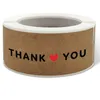 120pcs Roll Thank You Brown Paper Label Adhesive Stickers Store Box Gift Bag Baking Shop Package Envelope Office Decoration