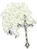 5pcsset mini wit 64mm glas ovale parel kraal rozenkrans katholieke rosario schattige parel rozenkrans ketting kelk center1303487