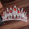 KMVEXO Barok Goud Zilver Bladeren Kristal Steentjes Bruiloft Kroon Luxe Big Queen Tiara Hoofdband voor Bruids Haaraccessoires C270p