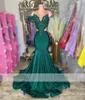 Ny ankomst Hunter Green Diamonds Black Girl Prom Dress 2024 Beads Crystals Rhinestones Födelsedagsfest Kvällsklänningar Robe de Bal