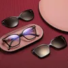 Moda Montature per occhiali da sole 2022 Cat Eye Polarizzati Donne 2 In 1 Clip magnetica su occhiali TR90 Prescrizione ottica Occhiali Magnete C219Q