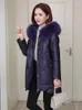 Women's Leather 2023 90% White Duck Down Jackets Fur Collar Hooded Coat Female Real Sheepskin Woman Jacke