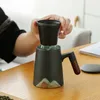 Muggar svart keramik handmålning bergsutsikt Mark Tea Cup Filter Liner Retro Stoare Milk Coffee Drinking Water Single Single