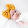 Hair Accessories 20 Color Baby Accessories Infant Girl Cute Big Bow Headband Newborn Solid Headwear Headdress Nylon Elastic Hair Band Dhktu