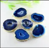 3pcs 골드 톤 블루 쿼츠 자연 Druzy Geode Agate Slice Gem Stone Drusy 커넥터 펜던트 구슬 Bracelet Jewelry Fistmentings9090801