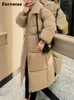 Płaszcze damskie Fotvotee Fotvotee Zimowy płaszcz Kobiet puffer kurtka Vintage Streetwear z maską zagęszcza ciepło parkas swobodny elegancki długi długi