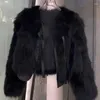Manteau court en fausse fourrure pour femme, Streetwear à la mode Y2K, col rond, veste courte moelleuse, parka élégante coréenne à lacets, automne