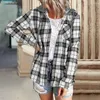 Blusas femininas versáteis resistentes ao frio mulheres outono com capuz camisa xadrez casaco roupas femininas