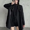 Femmes Costumes Blazers Vintage Streetwear Manteau Harajuku Punk Gothique Chaîne Vestes Noires Femme Coréenne Mode Lâche Costume Vêtements D'extérieur 231212