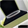 Bangle High Quality Bangle 925 Sterling Sier Single Row Zircon Bracelets Women Simple Fashion Luxury Brand Jewelry Party Gift Drop Del Dhopf