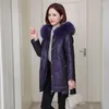 Women's Leather 2023 90% White Duck Down Jackets Fur Collar Hooded Coat Female Real Sheepskin Woman Jacke