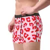 Sous-vêtements imprimé léopard rouge et rose sous-vêtements hommes personnalisés peau de fourrure animale boxer slips culottes douces