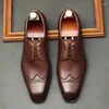 Elbise ayakkabıları Siprikler Erkekler Gerçek Deri İtalyan İtalyan Özel Vintage Kanat Tip Kap Toe Siyah Resmi Bedler Sosyal Ayakkabı Takımlar