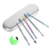 Rainbow Silver Wax Dab Tool Kit Aluminium Box Packaging 5 TYPER Rostfritt stål Dabberverktyg för vaxar Torra ört förångare Tobaks banger ZZ