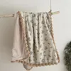 Decken geborene Babydecke Winter warmer Pompom Rouge Minky Blumengedruckte Bettwäsche Quilts Abdeckung 90 130 cm