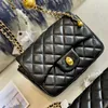 C Bags Luxury Brand Shoulder Bags 23C Womens Black Lambskin Badge C Bags With Lucky Charm Classic Double Flap Rectangle Purse Pochette