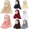 Ethnic Clothing Forehead Cross Hair Wrap Scarf Solid Color Glitter Rhinestone Jersey Hijabs Muslim Headband Women Turban Cap Headscarf 2023