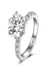 Avec certificat argent 925 anneaux pour femmes 20ct taille ronde zircone diamant bague solitaire bande de mariage fiançailles mariée Joyas Z2186090