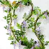 Fleurs artificielles de glycine, 5 pièces de Long, 2M 78 7 pouces de haut, fleurs décoratives en rotin, en soie, pour mariage à la maison, 213T