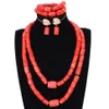 Ensemble de bijoux en perles de corail originales et épaisses, pour mariages nigérians, collier pour femmes africaines Orange ou rouge, bijoux de mariée 223o