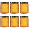 6pcs Embossed Glass Candle Container Kits Empty Round Making Mason Jars Storage Bottles &245U