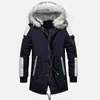 Mens Down Parkas Men Winter Jacket Päls Krage Pälsrocket Tjockna bomullsvarm Fleece Liner Jackor Patchwork Casual 231212