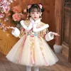 Flickaklänningar qipao för flickor vinter blommig klänning 2-10 år kinesisk stil cheongsam traditionell etnisk dräkt barn prinsessa