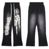 Men's Pants Mens Wash Flame Grey Hellstar Men Women Vintage Flare High Quality Hip Hop Long Drawstring Blaze Trousers