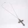 Anhänger Halsketten Retro Barock Kreuz Blumen Halskette Mode Böhmen Christus Gothic mit Metallkette