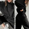 Tweedelige damesbroek Casual Effen Lange mouw Fleece Warm Capuchon Sportkleding Dames Trainingspak Hoodies Hoody Pullovers Broekstukkensets