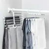 Cabide de roupas portátil multifuncional calças rack aço inoxidável titular roupas organizador haste armazenamento white280y