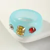 Cluster Rings Vintage Geometric Colorful Acrylic Transparent Harts Candy Color Stone For Women Girl Y2K Style SMEEXCH