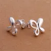 Boucles d'oreilles créoles en argent 925, jolis clous papillon mignons pour femmes, bijoux de fête de mariage, cadeaux de noël