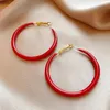 Hoop Earrings 5cm Red For Female Creative Simple Temperament Big Round Circle Earings