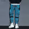 Pantalons pour hommes Hip Hop Streetwear Joggers pantalons hommes dent décontracté Cargo pantalon pantalon haute rue taille élastique lâche Laser Harem pantalon BoysL231212