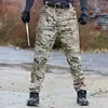 Mäns byxor Taktiska militära vandringslast Män kamouflage Elastic LTI-POCKET Vattentäta byxor Camping Hunting Army Combat PantsL231212