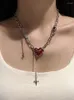 قلادة قلادة هوانزي ريد يقطر شوكة القلب قلب للجنسين قلادة النجوم سلسلة مجوهرات مخصصة للنساء للنساء الرجال
