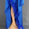 Robes décontractées Africain Lâche Longue Pour Femmes V Cou À Manches Longues Plume Longueur De Plancher Élégant Femme Fête D'anniversaire Dîner Robes Mujer