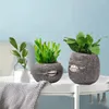 Vasos suculento plantador pote engraçado flor zíper boca resina conjunto para jardinagem ao ar livre indoor 2 pcs redondo