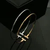 Pulsera mujer Nouveau luxe qualité mode femmes bijoux en acier inoxydable manchette ouverte double T bracelet bracelet or argent rose or hi1867