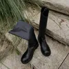 Botas Heihaian High 2023 Outono / Inverno Zíper de couro com estilo vintage Commuter Knight para mulheres