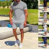 Running Set Mens Fashion Short Sleeve T Shirt and Shorts Set Summer 2 Full Suits For Men Slim Fit Three Piece Tuxedo Men's Jacket