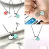 Pendentif Colliers 10mm Collier Coeur Femme Un ensemble d'emballage en acier inoxydable Bleu Rose Vert Pendentif Bijoux Saint Valentin Noël Dhyps