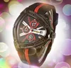 Popularny Premium MENS Pełny funkcjonalny zegarek Czerwony Czerwony Guma Kwarż Kwarc-Battery Zegar sportowy Wyścig Racing Hip Hop Bransoletka Business Businesswatch Montre de Luxe