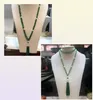 Hand knotted long natural green jade white freshwater pearl micro inlay zircon clasp tassel necklace fashion jewelry3358993