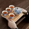 Teaware Sets Flowers Exquisite Stone Grinding Shape Tea Set Handmade Pot Cup Chinese Ceremony Gift GungFu Unique